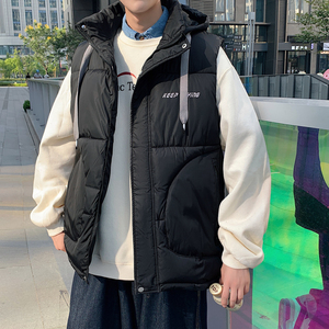 2022港风新款男士连帽可拆卸外贸品质马甲  黑色 MJ12-P75 控108图片