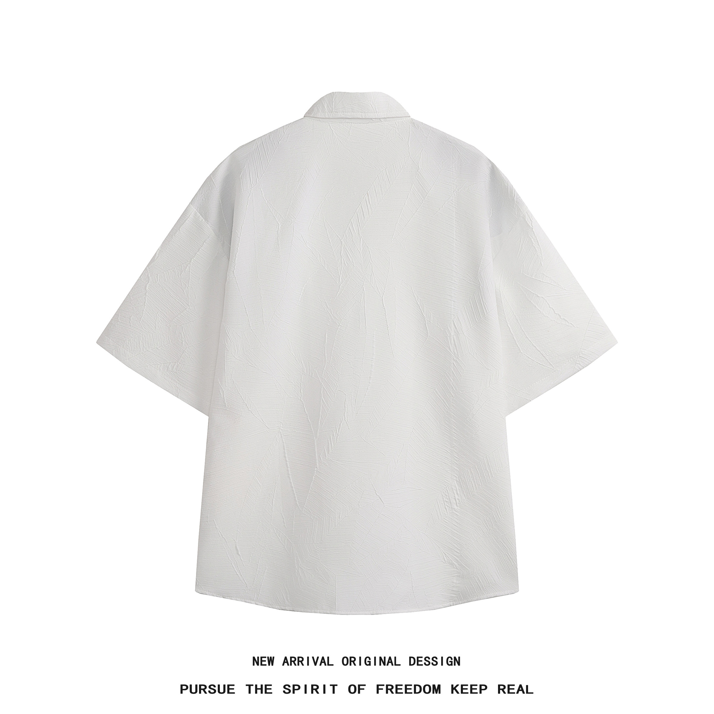 衬衫短袖男痞帅褶皱衬衣小众设计感薄外套白底CC044-P45控68,男装衬衫,电商B237