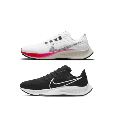 耐克 Nike Pegasus 38 飞马38 男 黑白 白粉 跑步鞋 CW7356-002