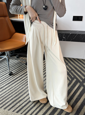 舒适度拉满 lu系宽松阔腿休闲裤子女春季新款松弛感高腰直筒卫裤