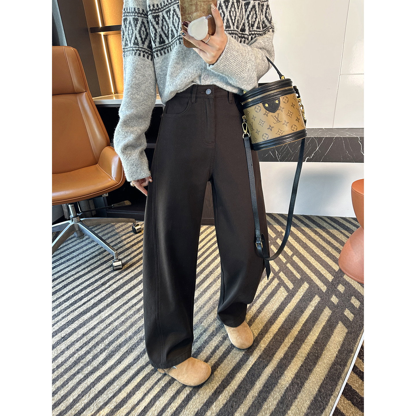 口碑版型！~加厚一体绒弯刀牛仔裤女秋冬新百搭显瘦宽松阔腿长裤,女装/女士精品,牛仔裤,淘宝优惠券,粉丝福利购,淘宝优惠卷