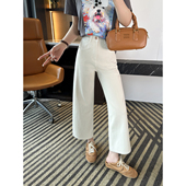 女小个子九分直筒裤 版 2026新款 浅色四面弹法棍牛仔裤 子 型逆天