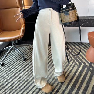 宽松垂感羊毛直筒裤 女秋冬新款 老钱风毛呢阔腿休闲裤 穿不腻神裤