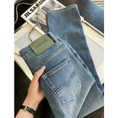 力推 女2025秋冬新九分直筒裤 巨好看小绿牌 高腰显瘦烟管牛仔裤
