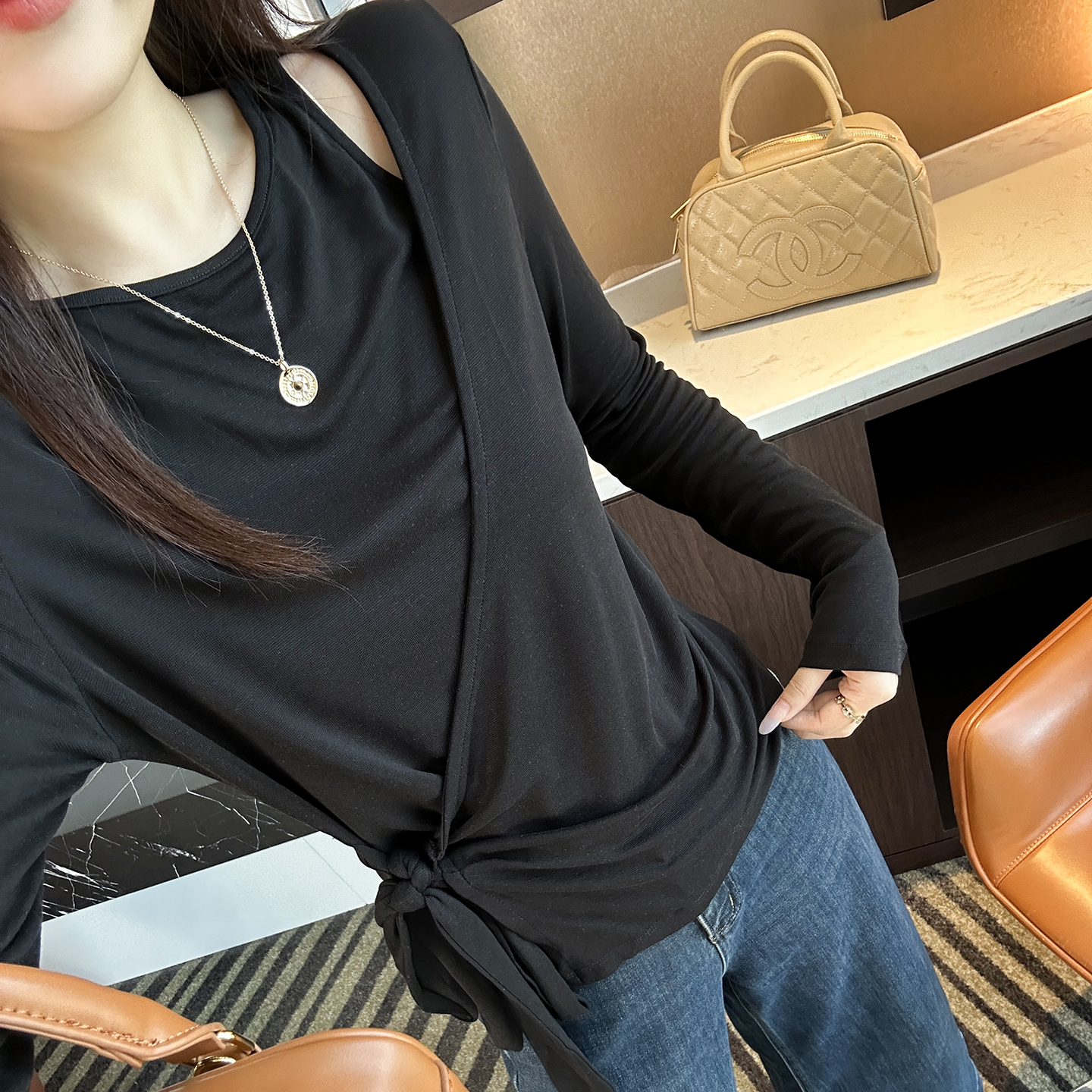 时髦精新宠!气质假两件长袖上衣