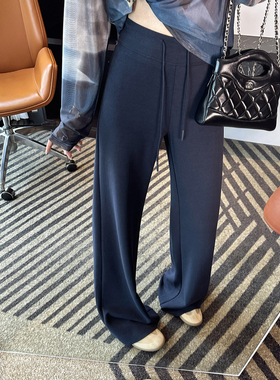 lu系高腰神裤~！修身微喇叭卫裤女2025新款百搭弹力显瘦休闲裤子