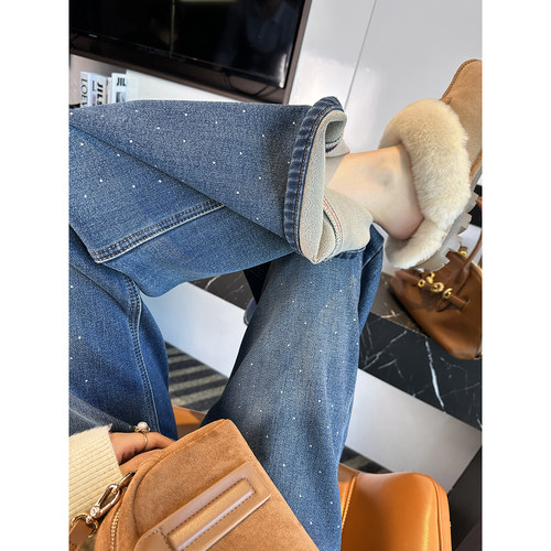 超带派！~buling烫钻一体绒直筒