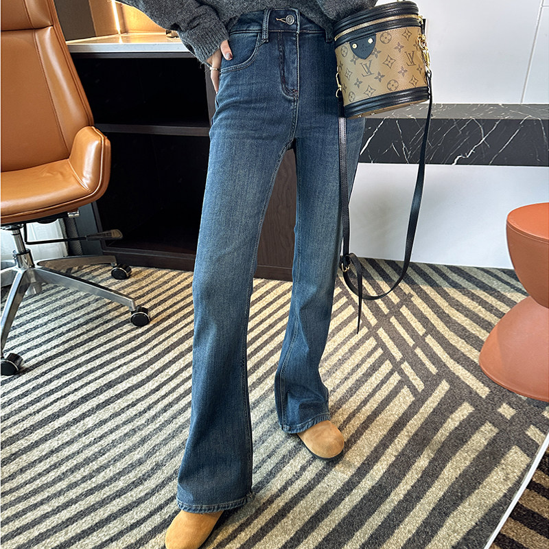 长腿秘籍！~加绒高腰喇叭牛仔裤女2025新款秋冬复古弹力修身长裤,女装/女士精品,牛仔裤,淘宝优惠券,粉丝福利购,淘宝优惠卷