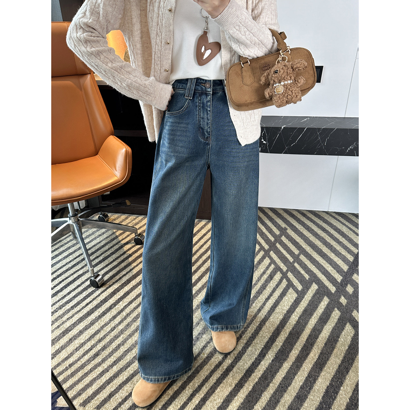 挚爱经典版！~高腰阔腿牛仔裤女
