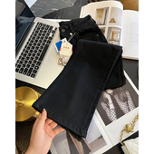 显瘦黑色小个子微喇裤 封神裤 女2025加绒新款 高腰弹力牛仔裤 型