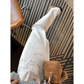 型天菜 高腰宽松阔腿长裤 白色窄版 女2026新款 子春 直筒牛仔裤 版