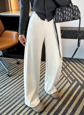 舒适出圈！~混纺羊绒直筒休闲裤女秋冬新款加绒宽松垂感阔腿裤子