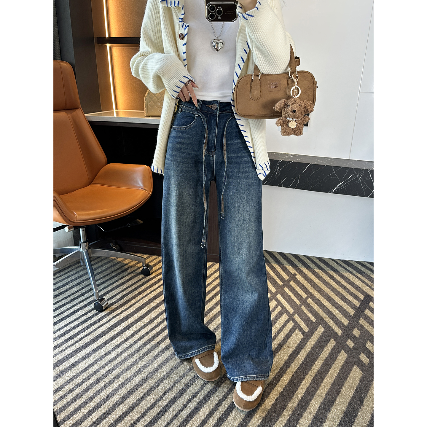 窄版神裤！~不臃肿加绒牛仔裤女