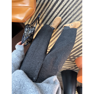 毛呢慵懒宽松休闲裤 女秋冬新款 小个子羊毛八分阔腿裤 长期主义