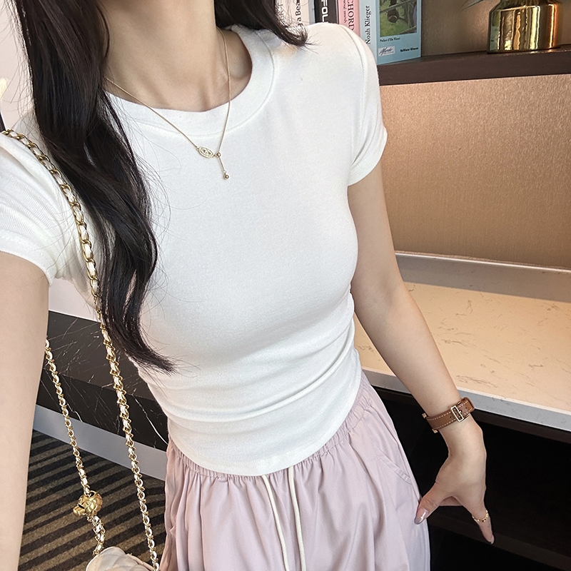 掐腰tee~细腻柔软！修身正肩短袖