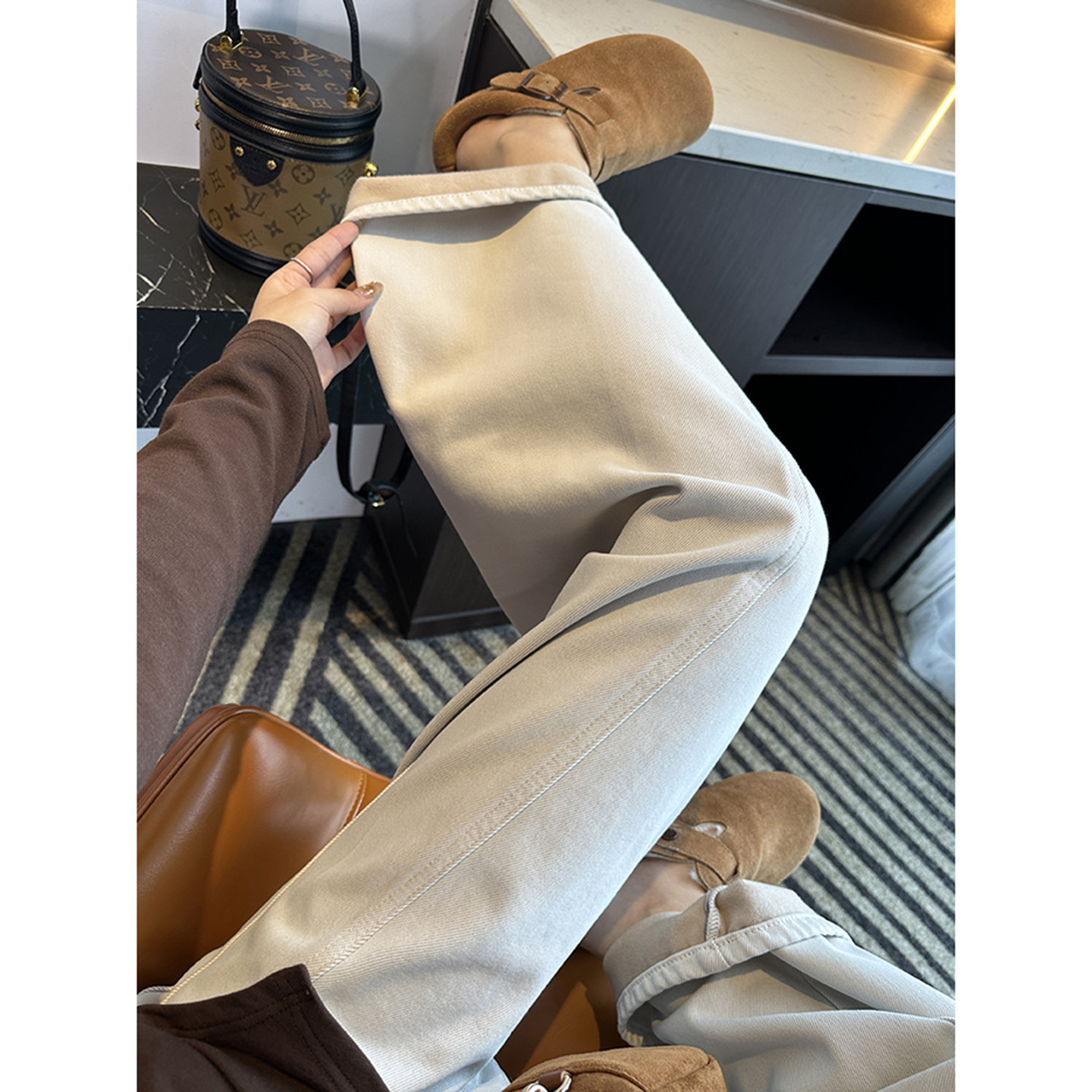 绝版裤型！~梨型遮胯弯刀牛仔裤女秋冬新加绒宽松慵懒阔腿拖地裤,女装/女士精品,牛仔裤,淘宝优惠券,粉丝福利购,淘宝优惠卷