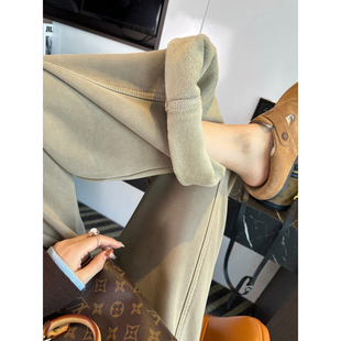 冬宽松阔腿显瘦牛仔裤 女2025新款 子 加厚绒遮胯弯刀裤 藏肉jue了