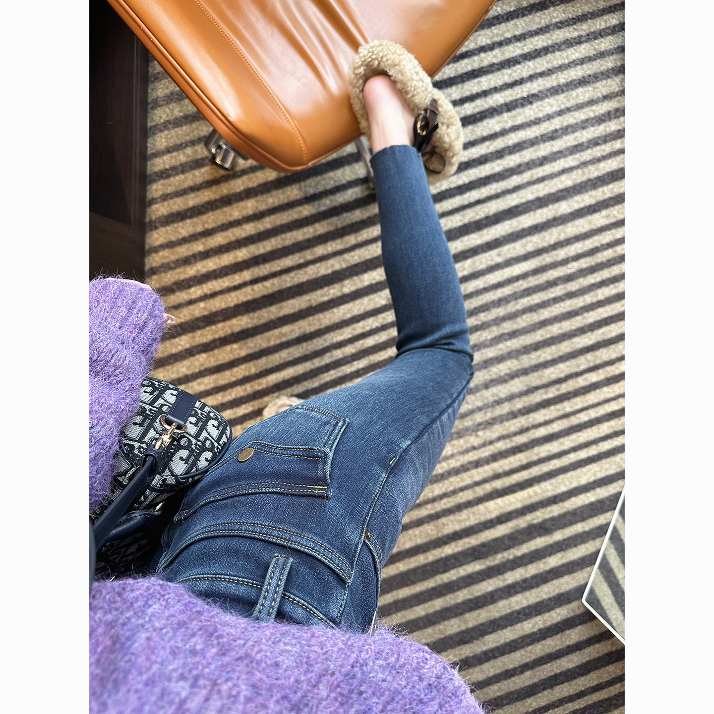 细腿修容！~加绒修身九分铅笔裤