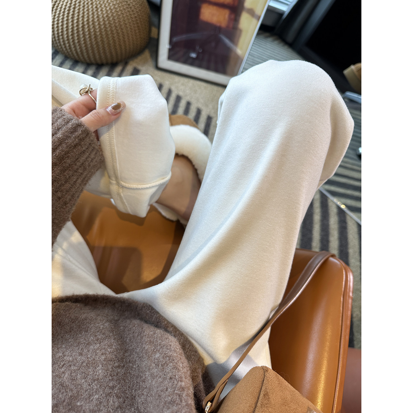 新升级！豆腐裤~加绒宽松糯米裤女秋冬新款柔软垂感阔腿休闲裤长