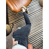 秒变筷子腿 显瘦小脚牛仔裤 显腿长毛边铅笔裤 女黑灰色弹力修身