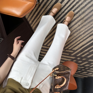 天生超模腿~！高腰九分喇叭牛仔裤女夏季新款修身弹力显瘦微喇裤