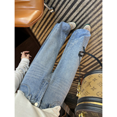 被狂要链接 设计感宽松阔腿拖地裤 闪闪满钻牛仔裤 女2026春新款