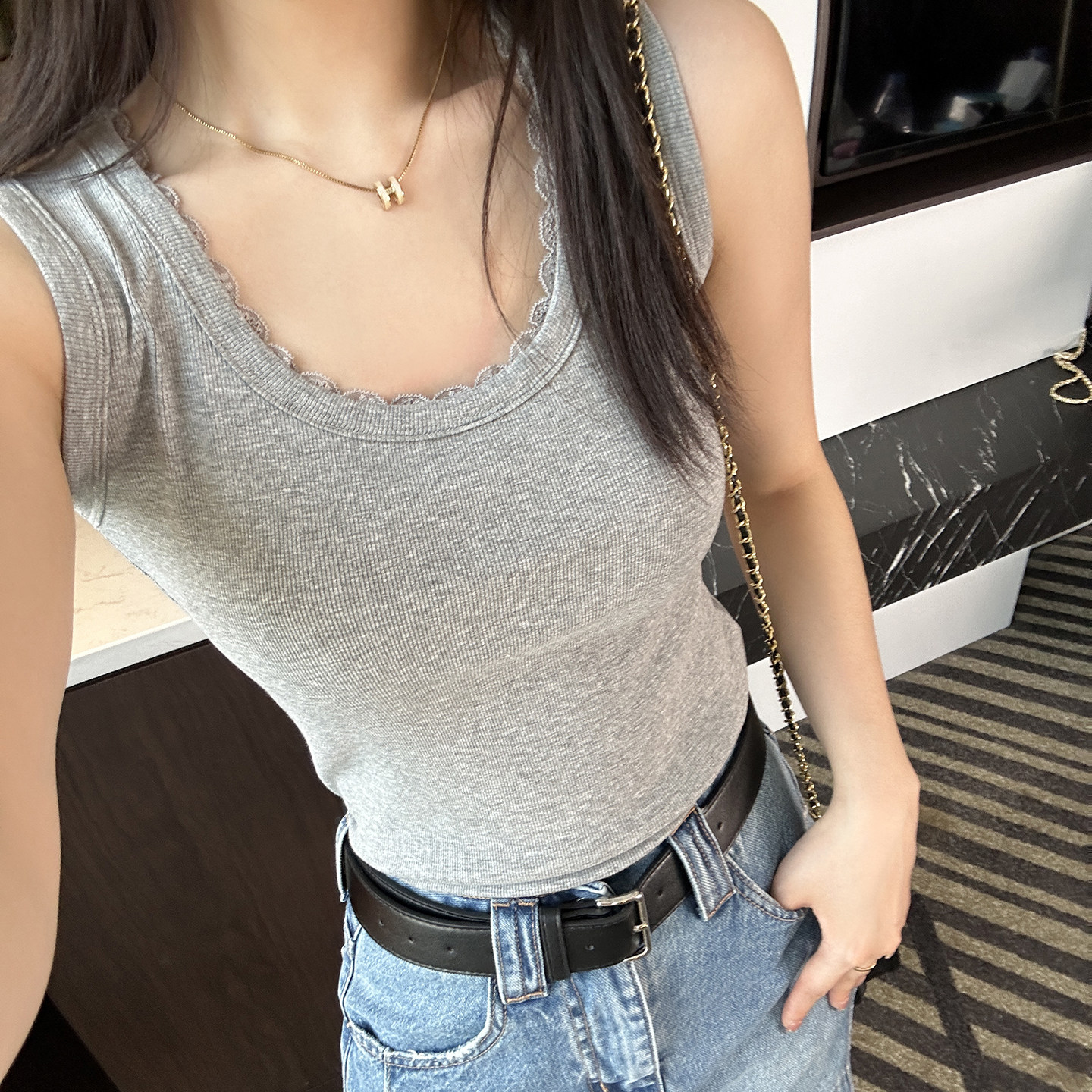 蕾丝控必入~！超美弹力工字背心