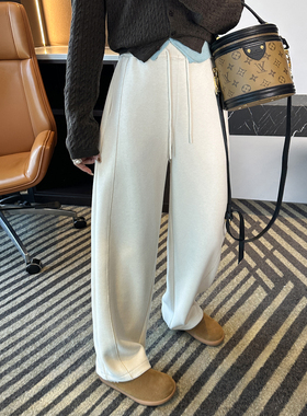 质感太jue了！~云感糯米休闲裤女秋冬新款加厚垂感宽松直筒阔腿裤