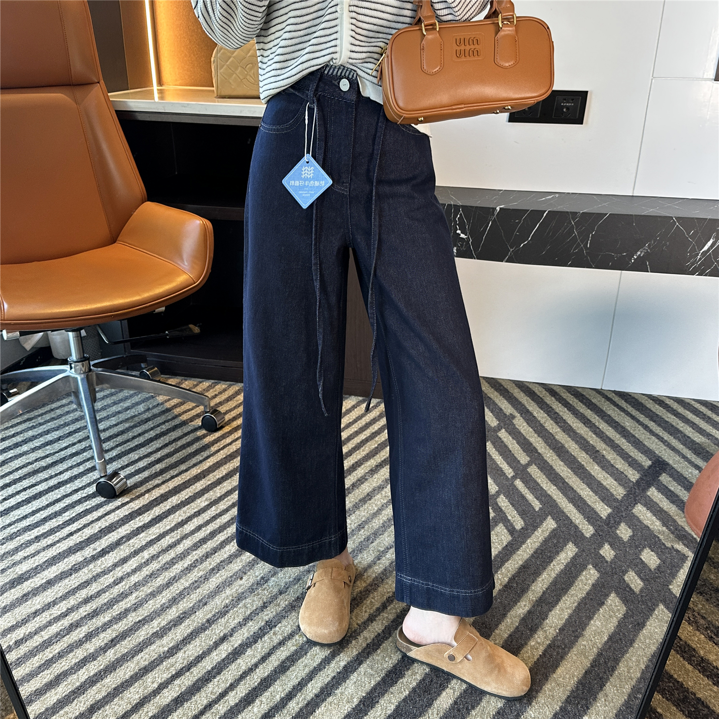 直腿神裤！~裤腰拼接宽松牛仔裤