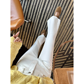 双版 四面弹高腰白色裤 本微喇牛仔裤 春季 子 女2026新款 腿型美颜镜