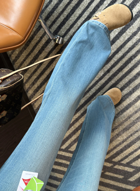 原生漫画腿~！高腰弹力喇叭牛仔裤女2026春新款修身百搭显瘦长裤