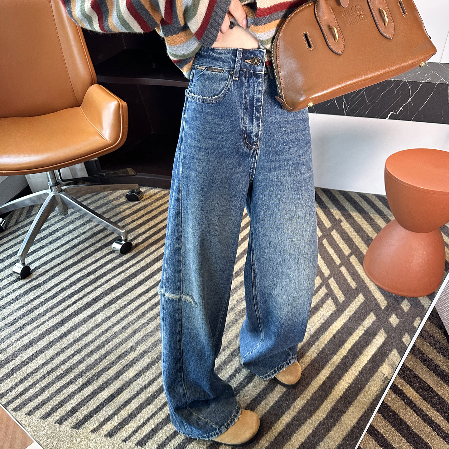 时髦尖子生！~破洞直筒阔腿牛仔裤子女春新款高腰宽松慵懒拖地裤,女装/女士精品,牛仔裤,淘宝优惠券,粉丝福利购,淘宝优惠卷