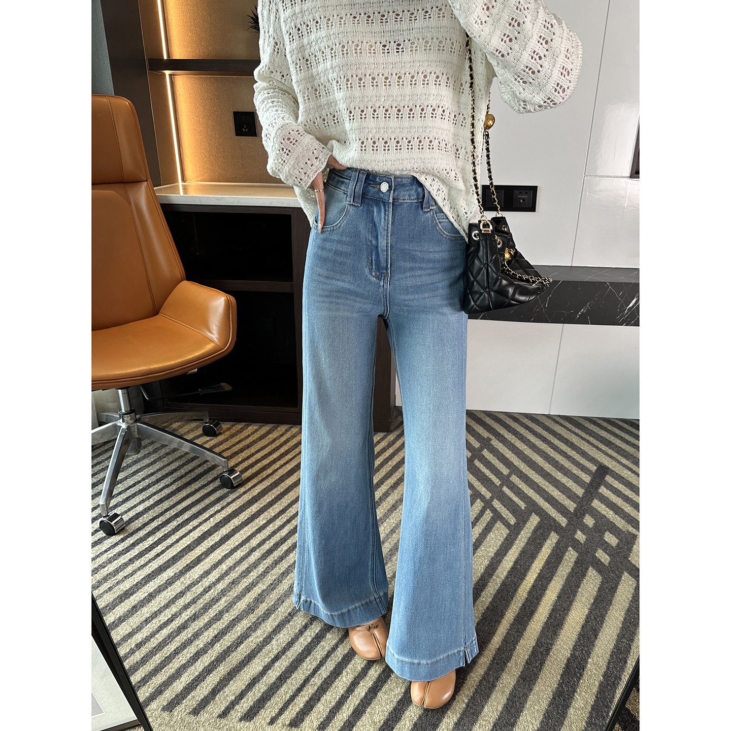 超显比例！~开叉微喇叭牛仔裤女2026新款春季显瘦宽松高腰喇叭裤,女装/女士精品,牛仔裤,淘宝优惠券,粉丝福利购,淘宝优惠卷