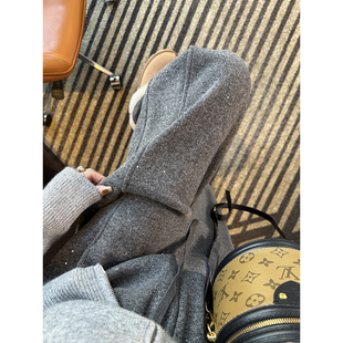 加厚宽松垂感阔腿裤 女秋冬新款 加绒闪银弯刀休闲裤 自带闪光点