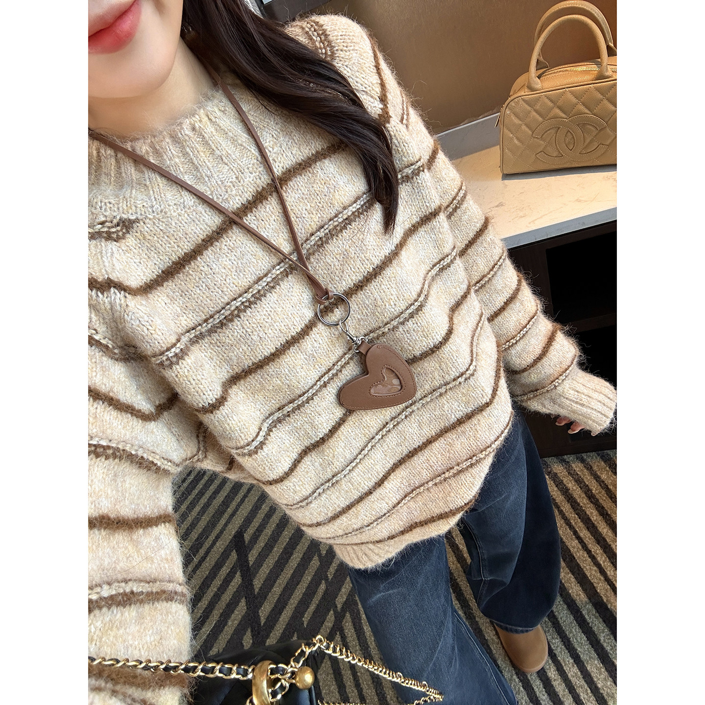 自带温柔滤镜！~糯米感条纹毛衣女秋冬新款羊毛圆领长袖针织上衣,女装/女士精品,毛针织衫,淘宝优惠券,粉丝福利购,淘宝优惠卷