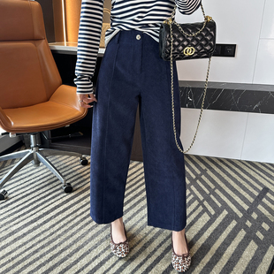女2025秋新百搭八九分直筒裤 小个子神裤 灯芯绒宽松阔腿休闲裤