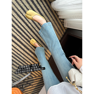 春弹力小个子高腰九分喇叭裤 版 女2026新款 微喇牛仔裤 型夸上天