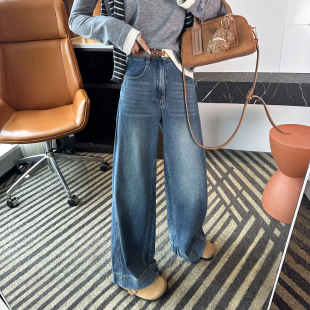 松弛感百搭大直筒长裤 腿型优化神裤 春季 女新款 宽边阔腿牛仔裤