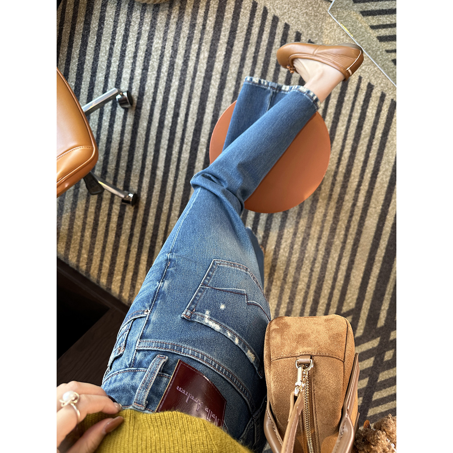 小个子必盘！~高腰九分微喇叭裤女2026新复古做旧修身显瘦牛仔裤,女装/女士精品,牛仔裤,淘宝优惠券,粉丝福利购,淘宝优惠卷