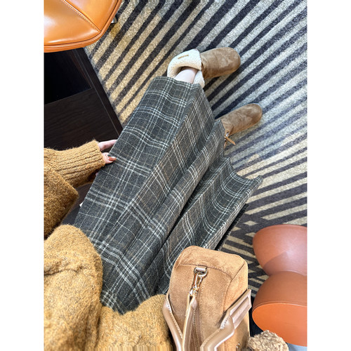 镜头收割机！~50羊毛格子半身裙