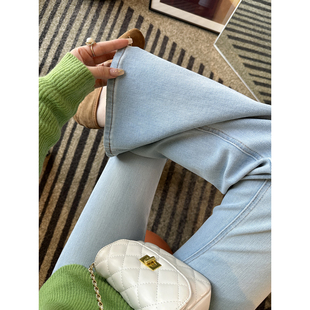 垂感高腰弹力显瘦长裤 进阶腿精裤 女新款 微喇叭牛仔裤 浅色修身