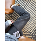 春直筒长裤 超柔软 女2026新款 宽松阔腿牛仔裤 子 洋气黑灰色窄版