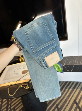 拯救腿型！~小个子法棍牛仔裤2026新款女蓝色高腰弹力九分直筒裤