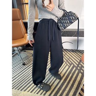 显瘦宽松阔腿休闲裤 女2025新款 小个子两穿束脚加绒卫裤 巨遮胯