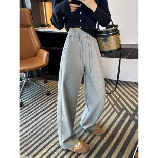 型ju藏肉 百搭高腰阔腿裤 宽松松紧腰休闲卫裤 春季 女2026新款 版
