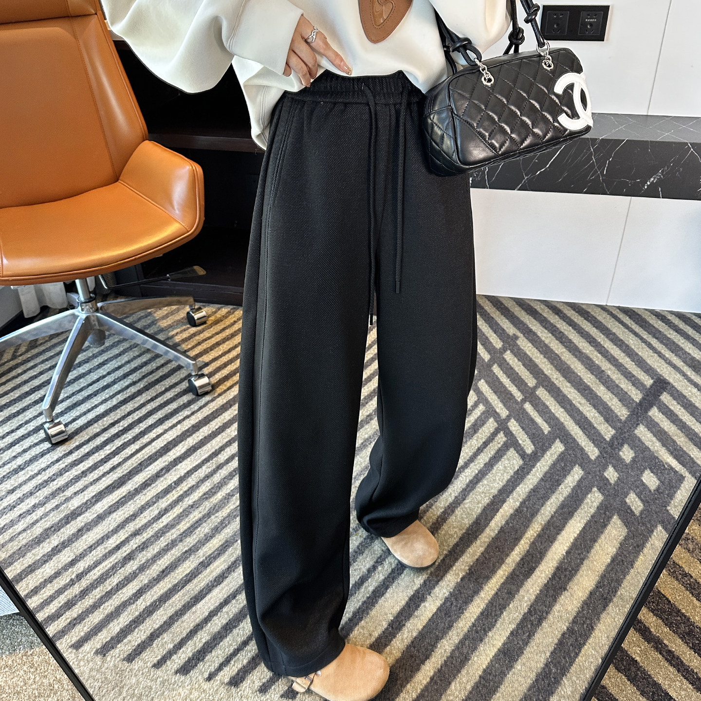 奢适新主义！~松紧腰羊毛弯刀牛仔裤女秋冬新款显瘦宽松阔腿裤子,女装/女士精品,牛仔裤,淘宝优惠券,粉丝福利购,淘宝优惠卷