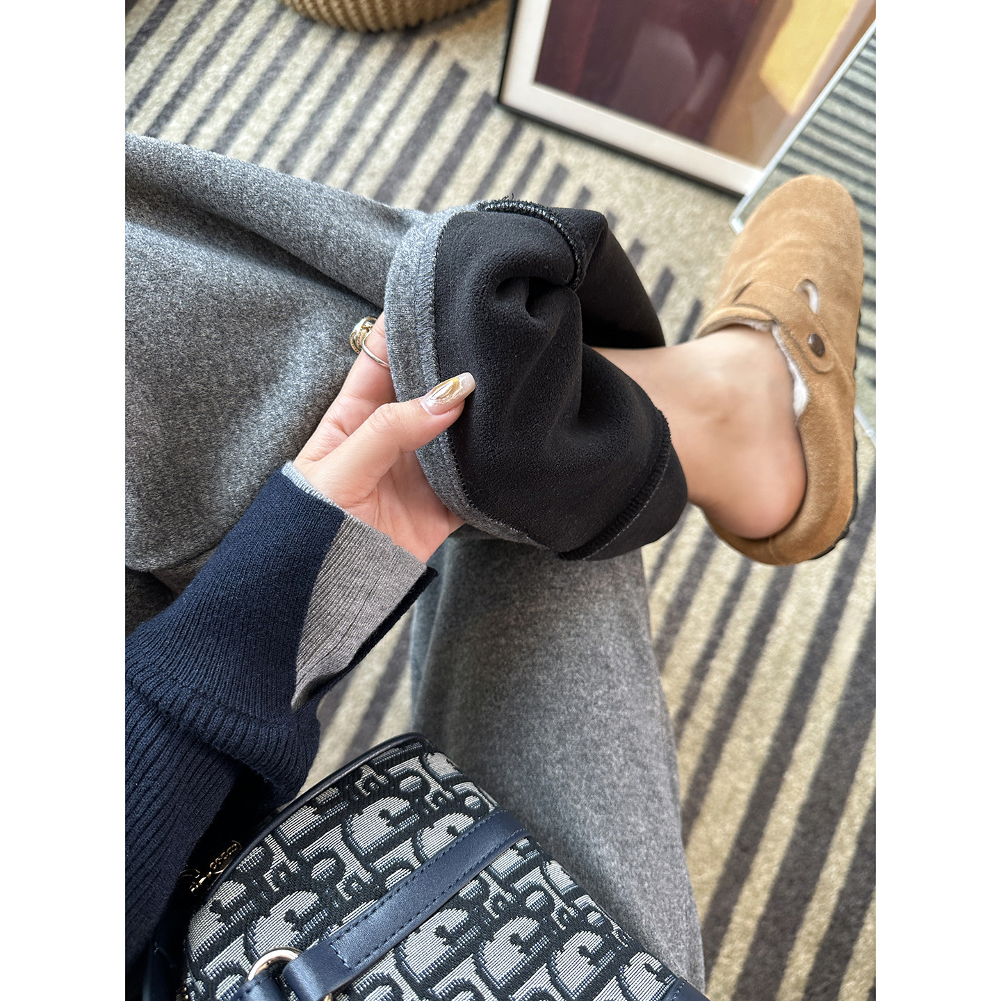 复合加厚绒！定制螺纹阔腿休闲裤子女秋冬新款保暖宽松直筒长裤子,女装/女士精品,休闲裤,淘宝优惠券,粉丝福利购,淘宝优惠卷