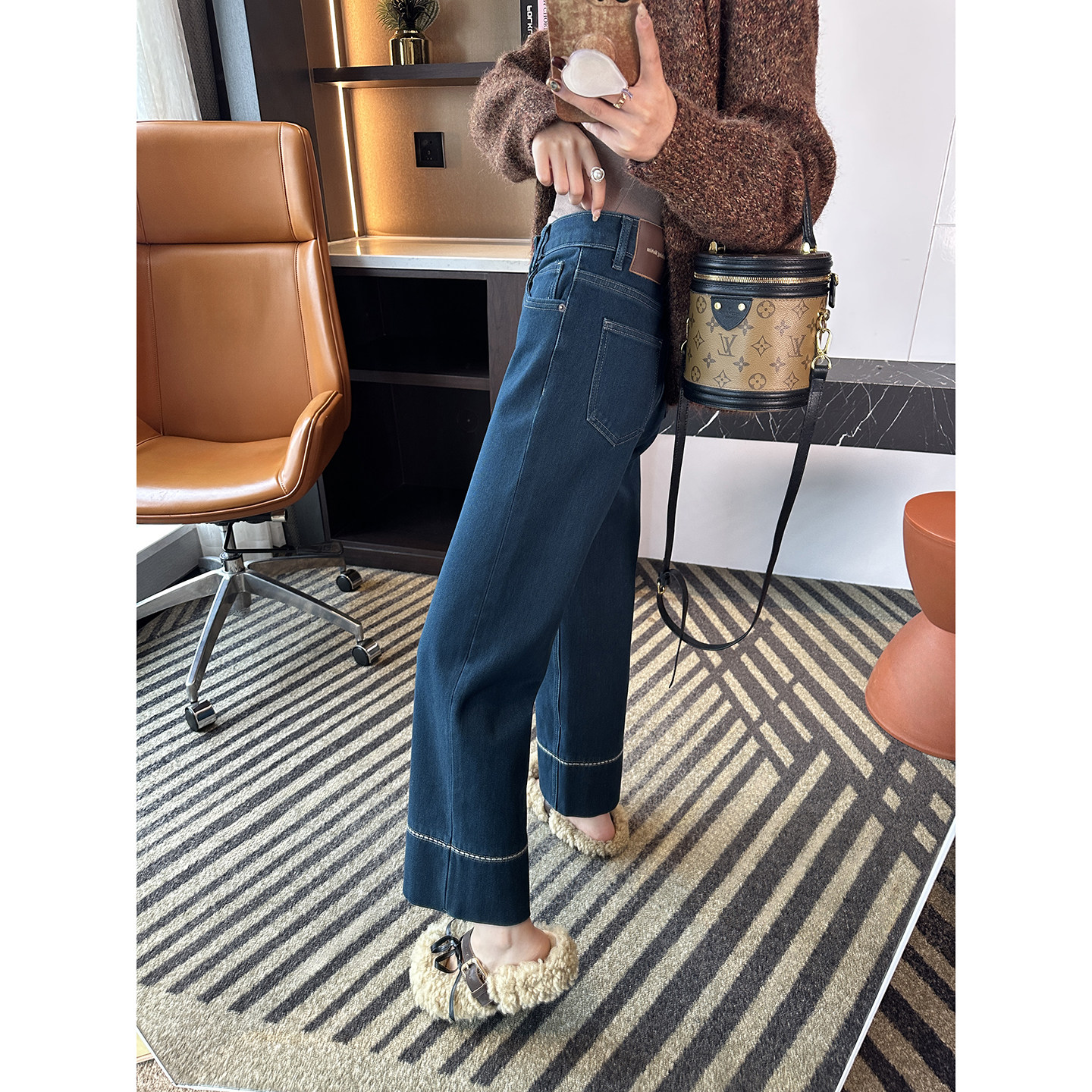 版型巨好~！加绒刺绣牛仔裤女冬季新小个子九分宽松阔腿奶奶裤子,女装/女士精品,牛仔裤,淘宝优惠券,粉丝福利购,淘宝优惠卷