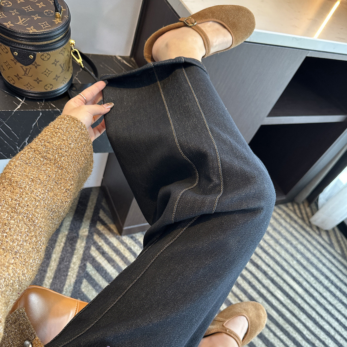 这版型闭眼入！~柔软绵羊毛弯刀牛仔裤女春新款小个子宽松阔腿裤,女装/女士精品,牛仔裤,淘宝优惠券,粉丝福利购,淘宝优惠卷