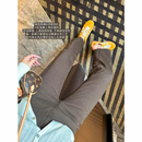 女2025秋高腰显瘦弹力九分直筒牛仔裤 复古咖色烟管裤 型 王炸裤